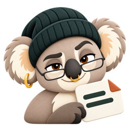 Cuvy the koala holding a little note